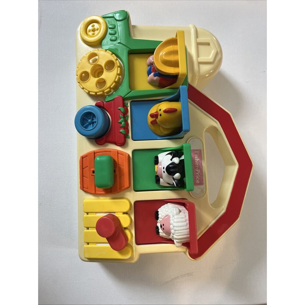 Fisher-Price 1993 Vintage Pop-Up Barn Farm Animals Tractor Baby Activity Toy - Picture 3 of 9